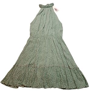 Green Polka Dot Halter Dress